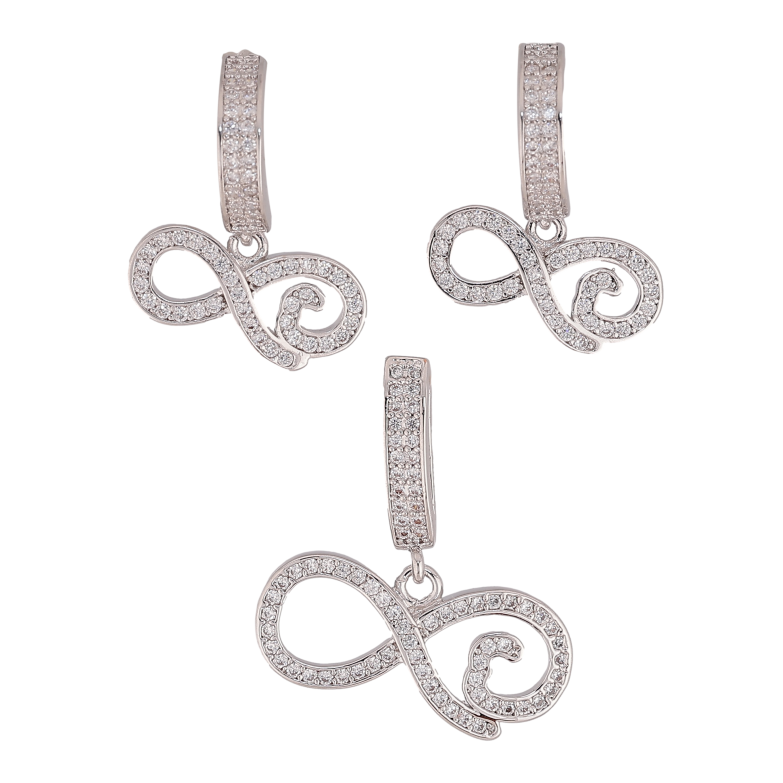Набор Xuping цвет Родий Серьги Кулон "Бесконечность" фото №1