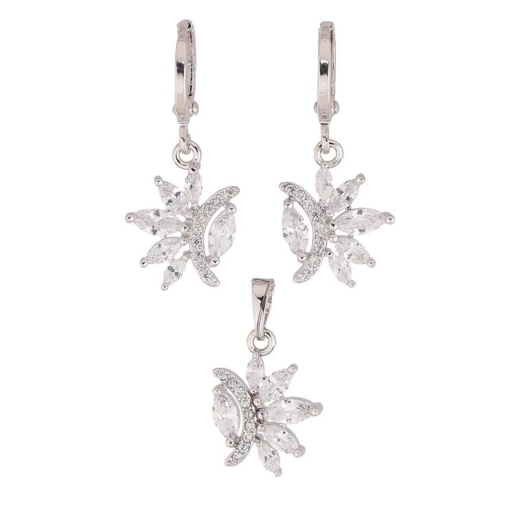 Набір Xuping Родій Сережки Кулон "Кристальні підвіски" фото №9 Набір Xuping Родій Сережки Кулон "Кристальні підвіски" фото №9