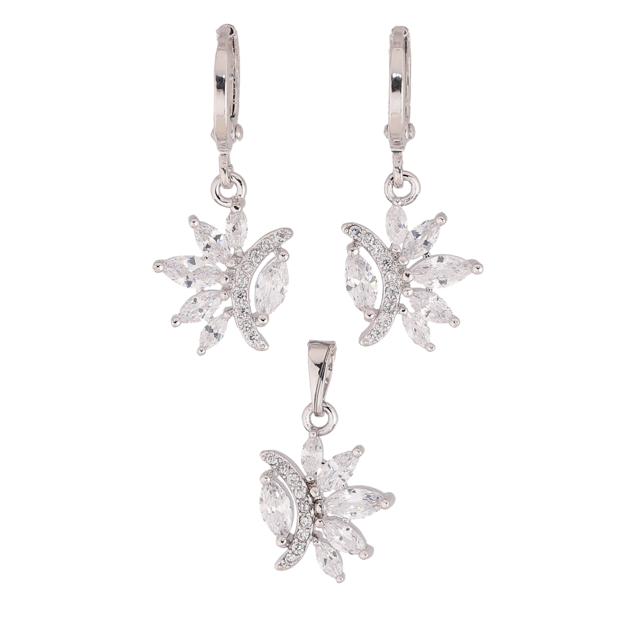 Набор Xuping Родий Серьги Кулон "Кристальные подвески" фото №1