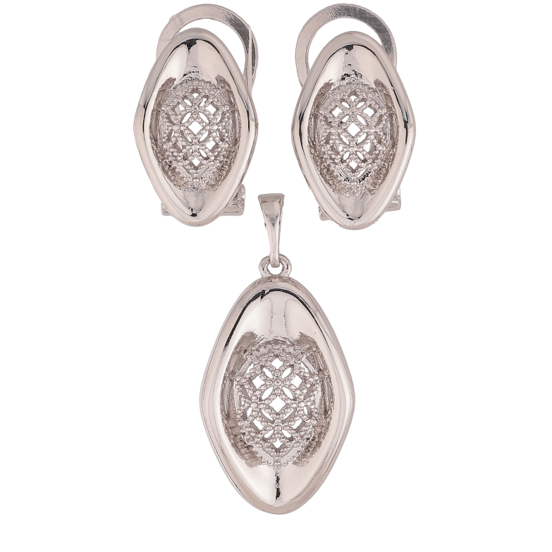 Набір Xuping колір Родій Сережки Кулон "Візерунок з кристалами" фото №1