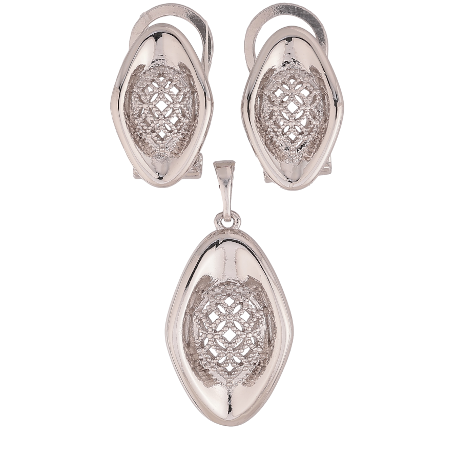 Набір Xuping колір Родій Сережки Кулон "Візерунок з кристалами" фото №1