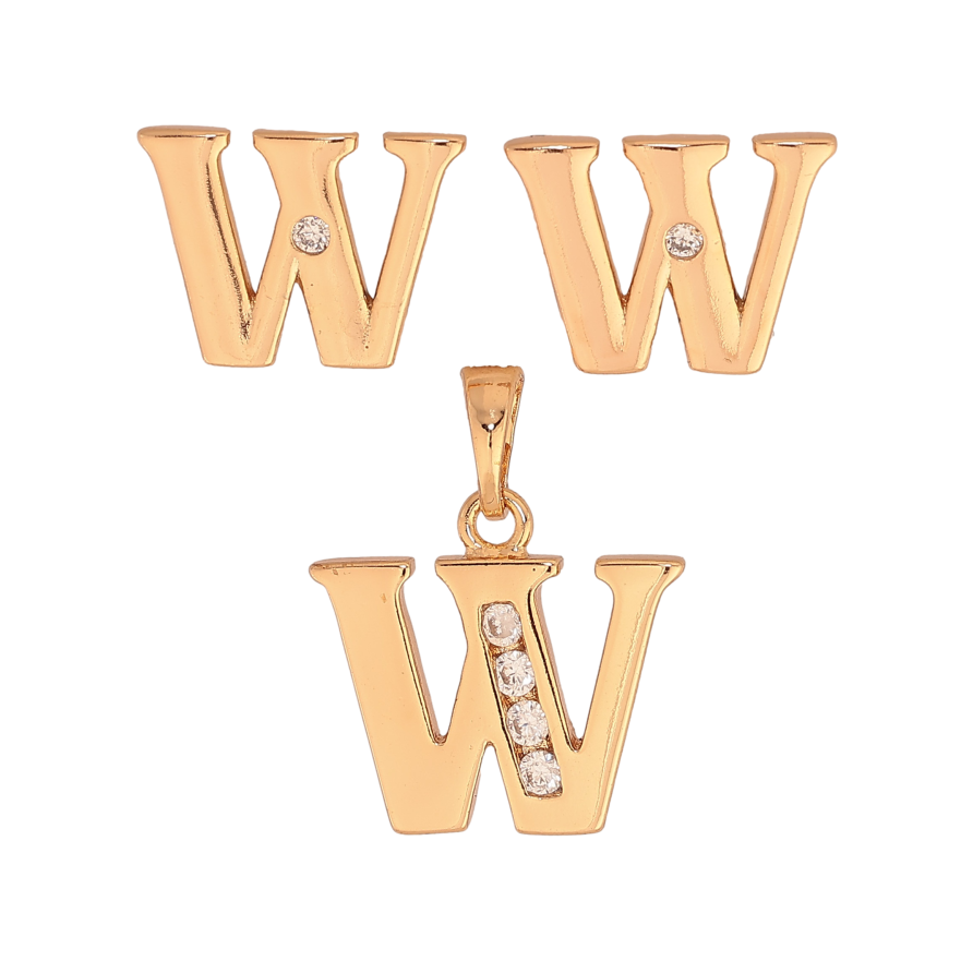 Набор Xuping цвет Позолота 18K Серьги Кулон "Буква W" фото №1 Набор Xuping цвет Позолота 18K Серьги Кулон "Буква W" фото №1
