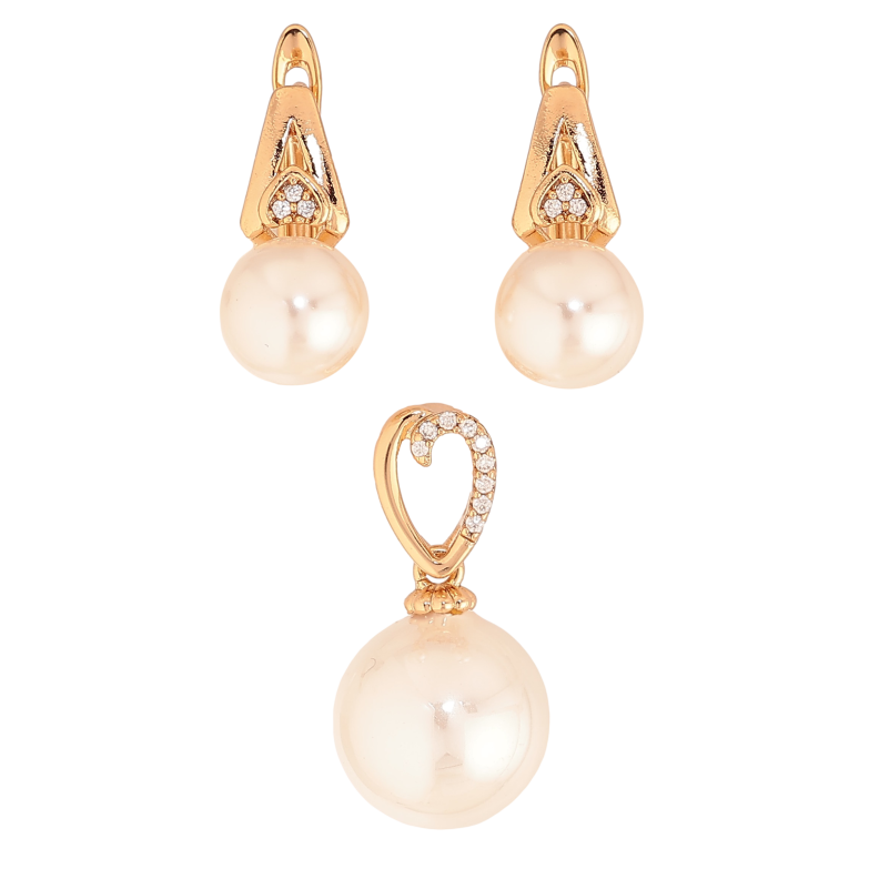 Набор Xuping цвет Позолота 18K Серьги Кулон "Узор с жемчужинами" фото №1 Набор Xuping цвет Позолота 18K Серьги Кулон "Узор с жемчужинами" фото №1