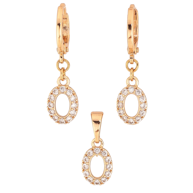 Набор Xuping цвет Позолота 18K Серьги Кулон "Овальные подвески с кристаллами" фото №1