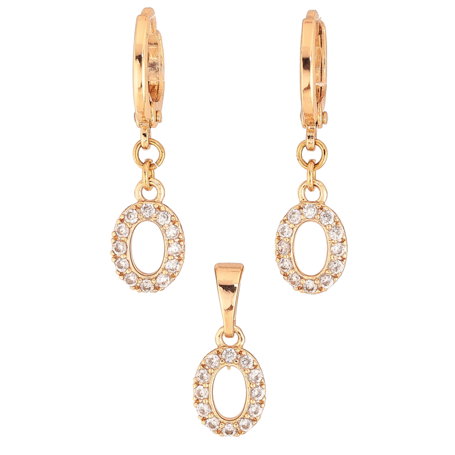 Набір Xuping колір Позолота 18K Сережки Кулон "Овальні підвіски з кристалами" фото №1