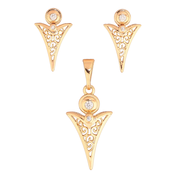 Набор Xuping цвет Позолота 18K серьги кулон "Декоративный узор с кристаллами" фото №18 Набор Xuping цвет Позолота 18K серьги кулон "Декоративный узор с кристаллами" фото №18