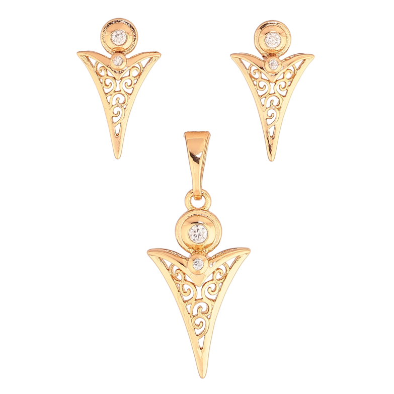 Набор Xuping цвет Позолота 18K серьги кулон "Декоративный узор с кристаллами" фото №1 Набор Xuping цвет Позолота 18K серьги кулон "Декоративный узор с кристаллами" фото №1