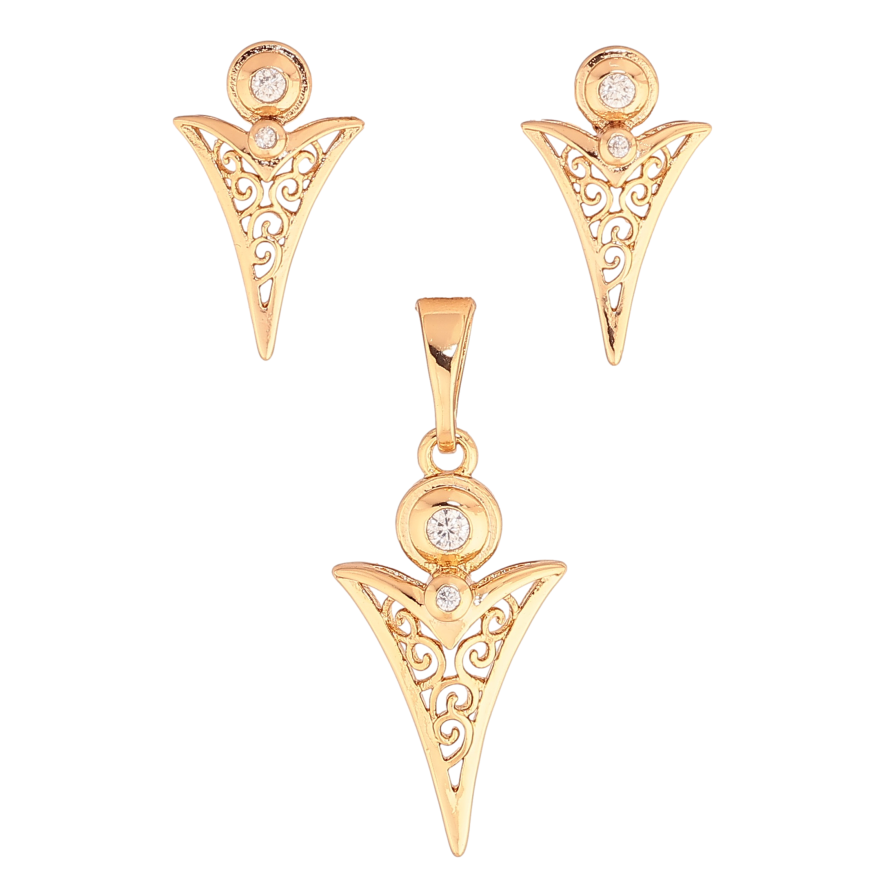 Набор Xuping цвет Позолота 18K серьги кулон "Декоративный узор с кристаллами" фото №1 Набор Xuping цвет Позолота 18K серьги кулон "Декоративный узор с кристаллами" фото №1