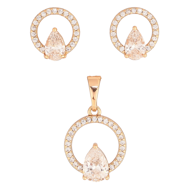 Набор Xuping цвет Позолота 18K серьги кулон "Колечки с кристальными капельками" фото №10 Набор Xuping цвет Позолота 18K серьги кулон "Колечки с кристальными капельками" фото №10