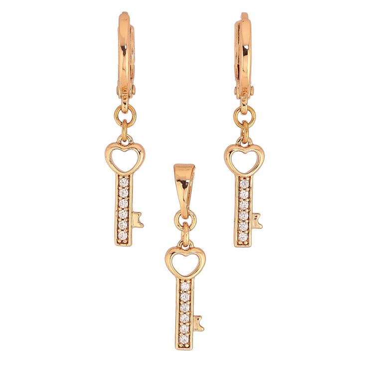 Набір Xuping колір Позолота 18K сережки кулон "Ключики" фото №9 Набір Xuping колір Позолота 18K сережки кулон "Ключики" фото №9