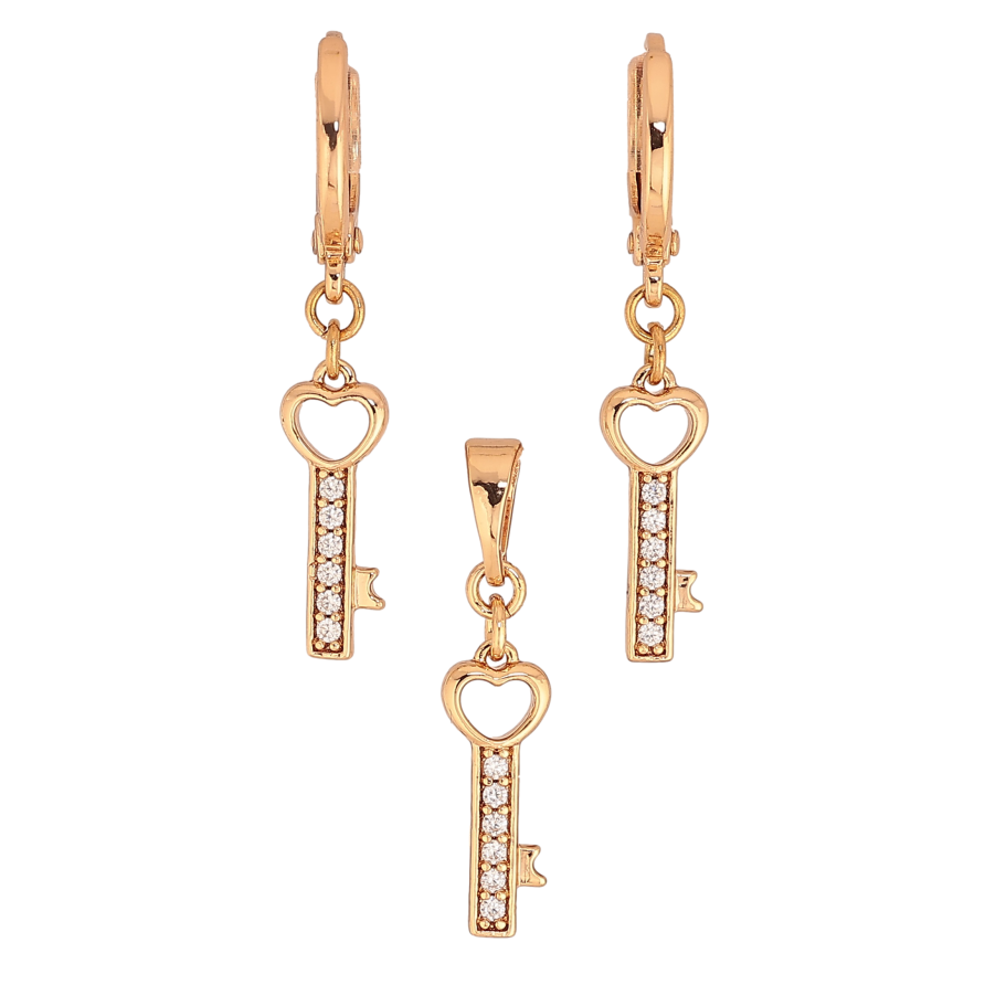 Набір Xuping колір Позолота 18K сережки кулон "Ключики" фото №1 Набір Xuping колір Позолота 18K сережки кулон "Ключики" фото №1
