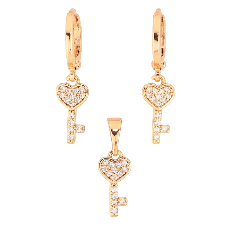 Набір Xuping колір Позолота 18K Сережки Кулон "Ключики" фото №1