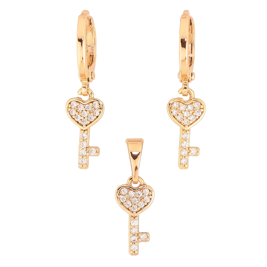 Набір Xuping колір Позолота 18K Сережки Кулон "Ключики" фото №1