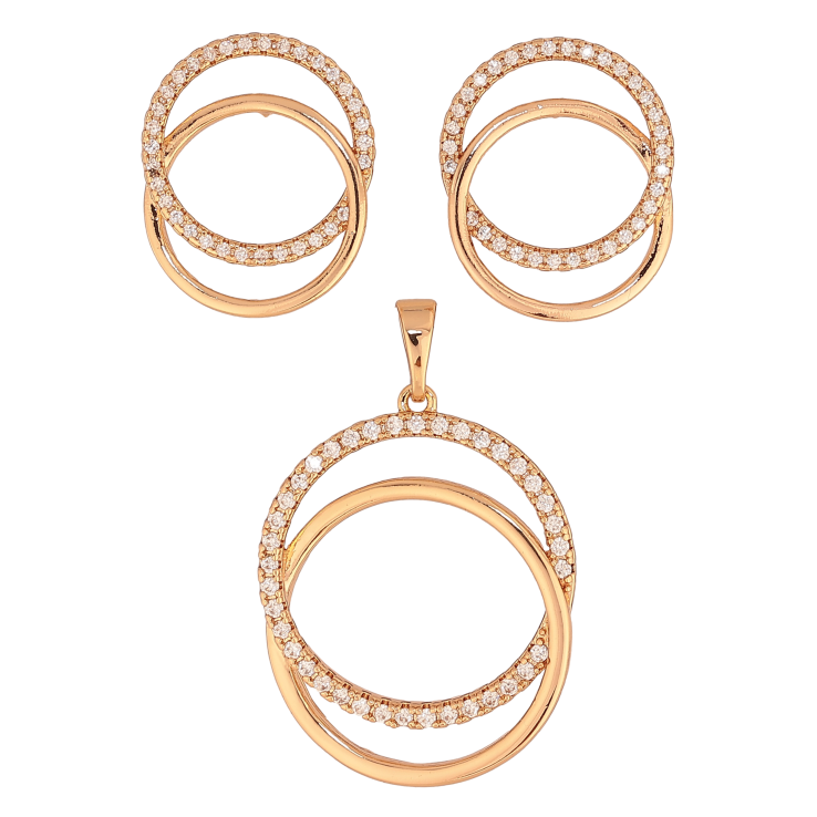 Набор Xuping цвет Позолота 18K серьги кулон "Кольца с кристаллами" фото №22 Набор Xuping цвет Позолота 18K серьги кулон "Кольца с кристаллами" фото №22