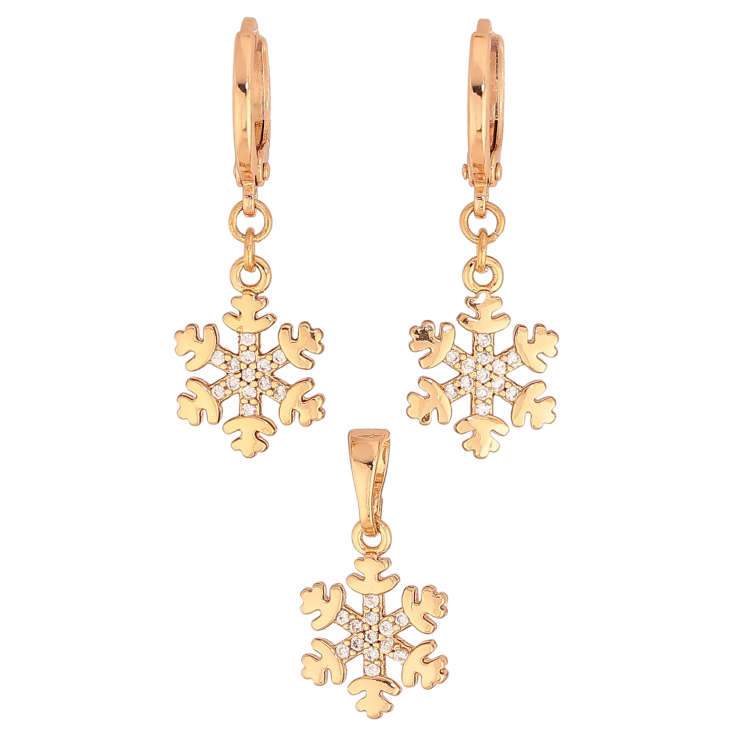 Набір Xuping колір Позолота 18K сережки кулон "Сніжинки" фото №5 Набір Xuping колір Позолота 18K сережки кулон "Сніжинки" фото №5