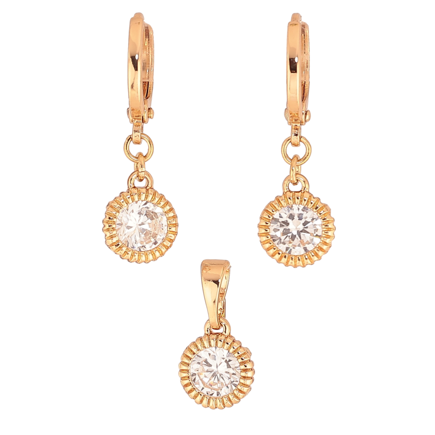 Набор Xuping цвет Позолота 18K серьги кулон "Подвески с кристаллами" ø 8мм фото №1