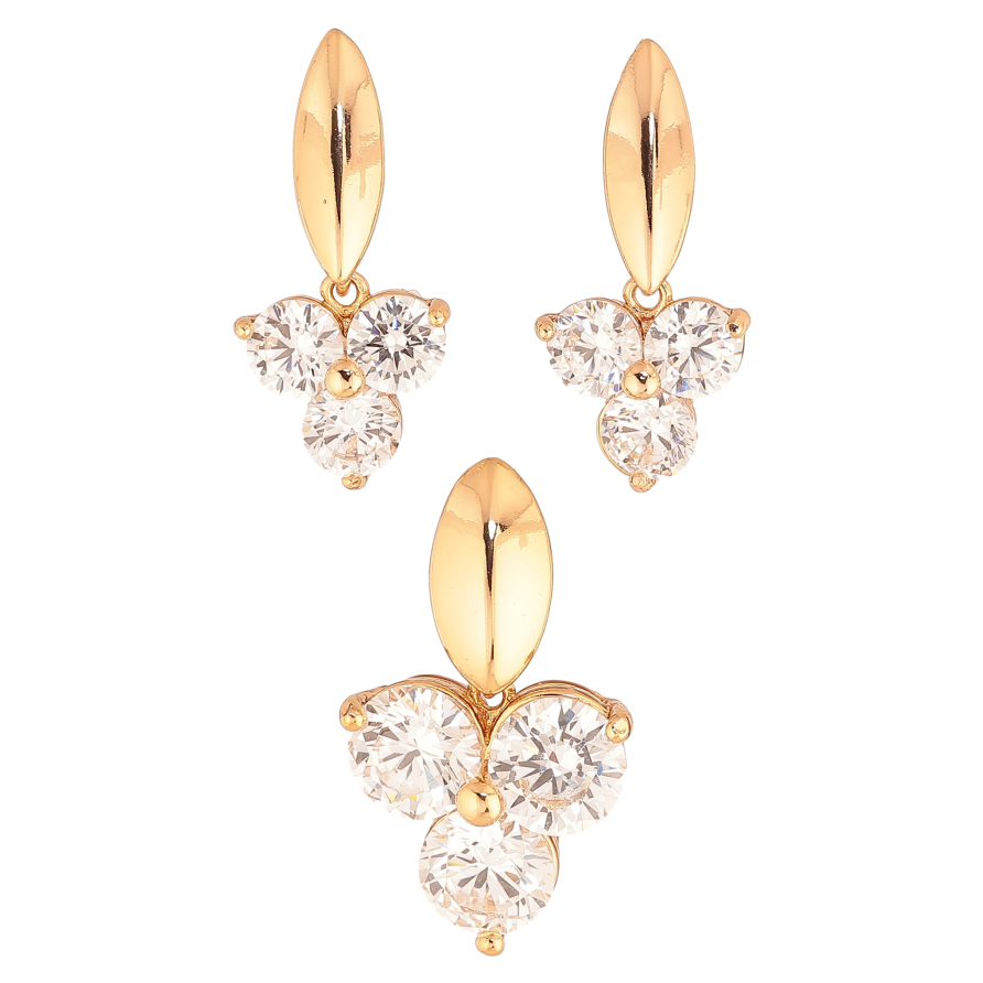 Набор Xuping цвет Позолота 18K серьги кулон "Узор с кристаллами" фото №1