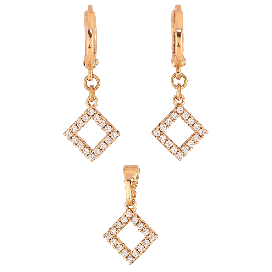Набір Xuping колір Позолота 18K сережки кулон "Ромбові підвіски із кристалами" фото №1