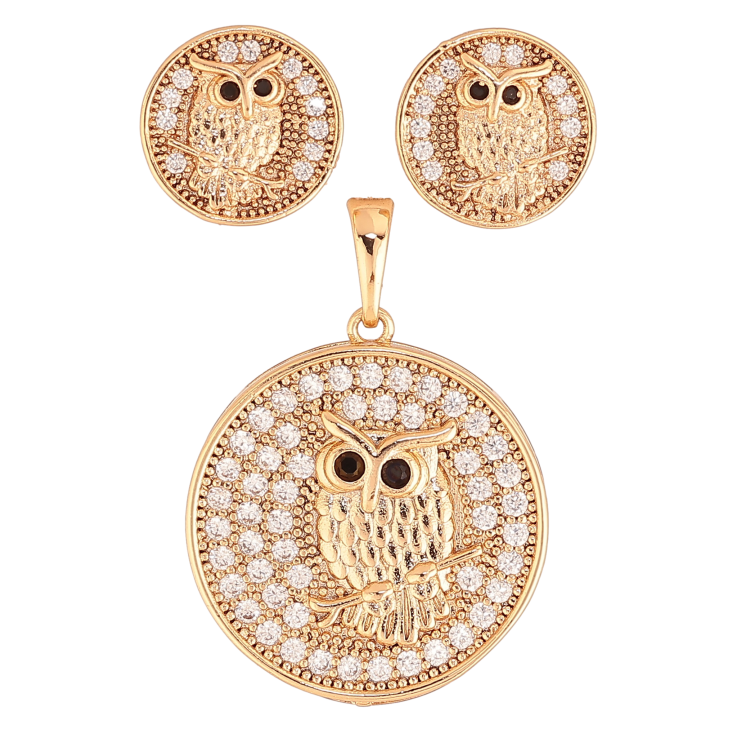 Набір Xuping колір Позолота 18K сережки кулон "Сови" фото №23 Набір Xuping колір Позолота 18K сережки кулон "Сови" фото №23