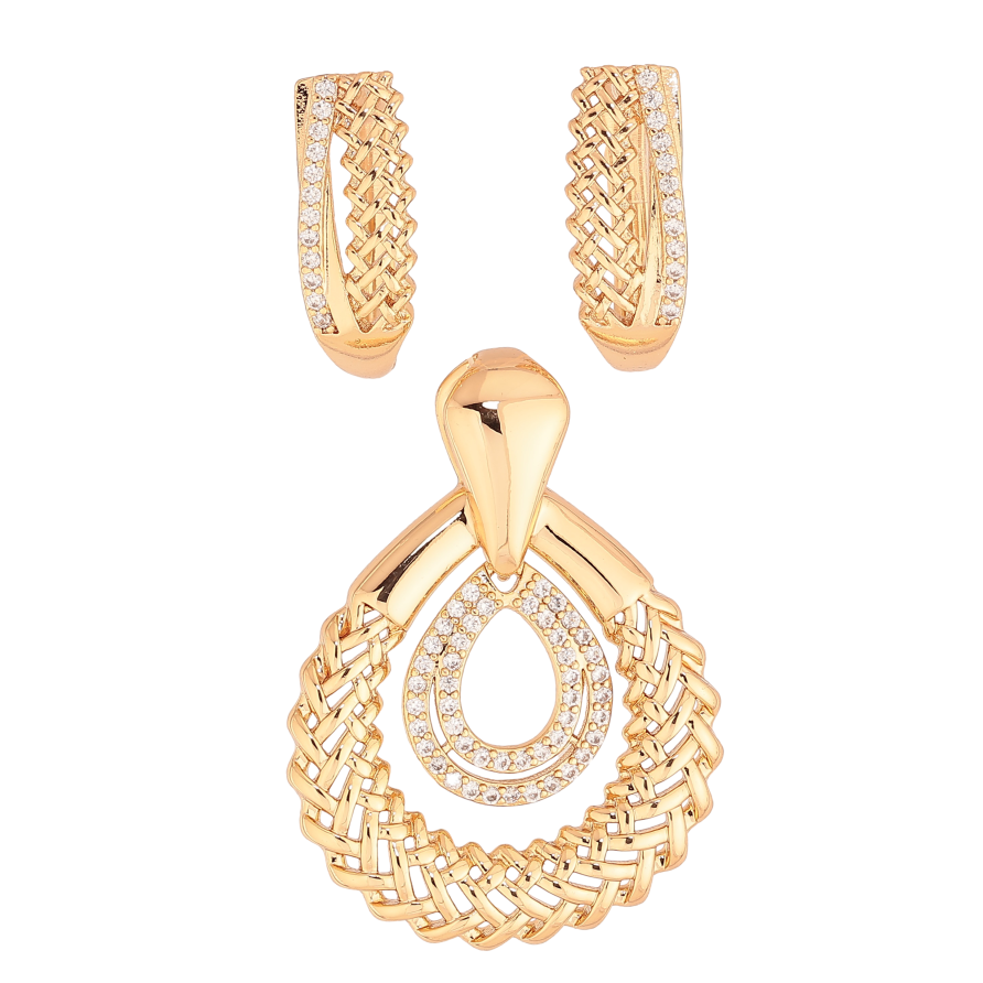 Набор Xuping цвет Позолота 18K серьги кулон "Узор с кристаллами" фото №1