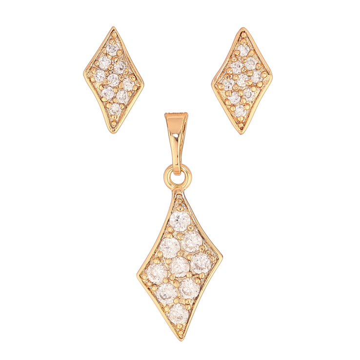 Набор Xuping цвет Позолота 18K серьги кулон "Ромбы с кристаллами" фото №20 Набор Xuping цвет Позолота 18K серьги кулон "Ромбы с кристаллами" фото №20