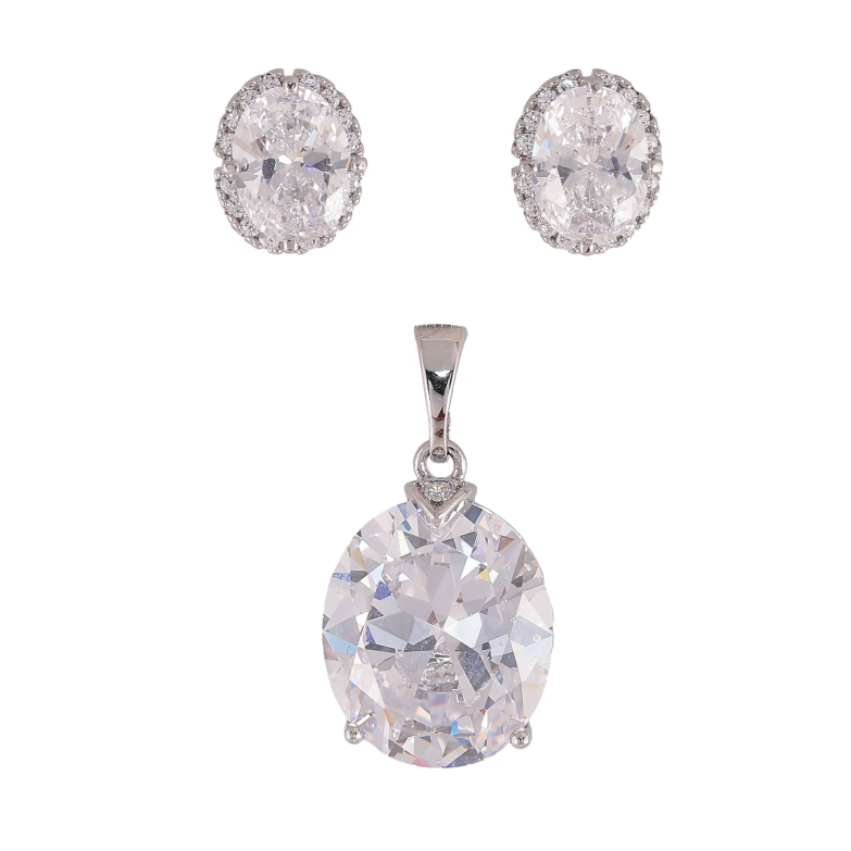 Набір Xuping колір Родій Сережки Кулон "Кришталевий блиск" фото №1 Набір Xuping колір Родій Сережки Кулон "Кришталевий блиск" фото №1