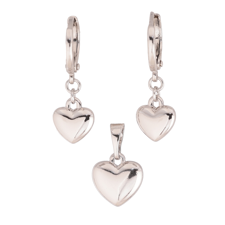 Набір Xuping колір Родій Сережки Кулон "Сердечка" фото №3 Набір Xuping колір Родій Сережки Кулон "Сердечка" фото №3