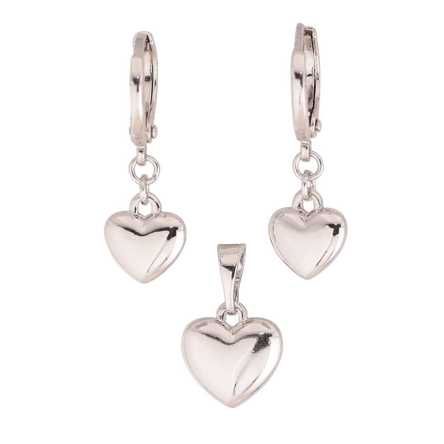 Набір Xuping колір Родій Сережки Кулон "Сердечка" фото №1 Набір Xuping колір Родій Сережки Кулон "Сердечка" фото №1