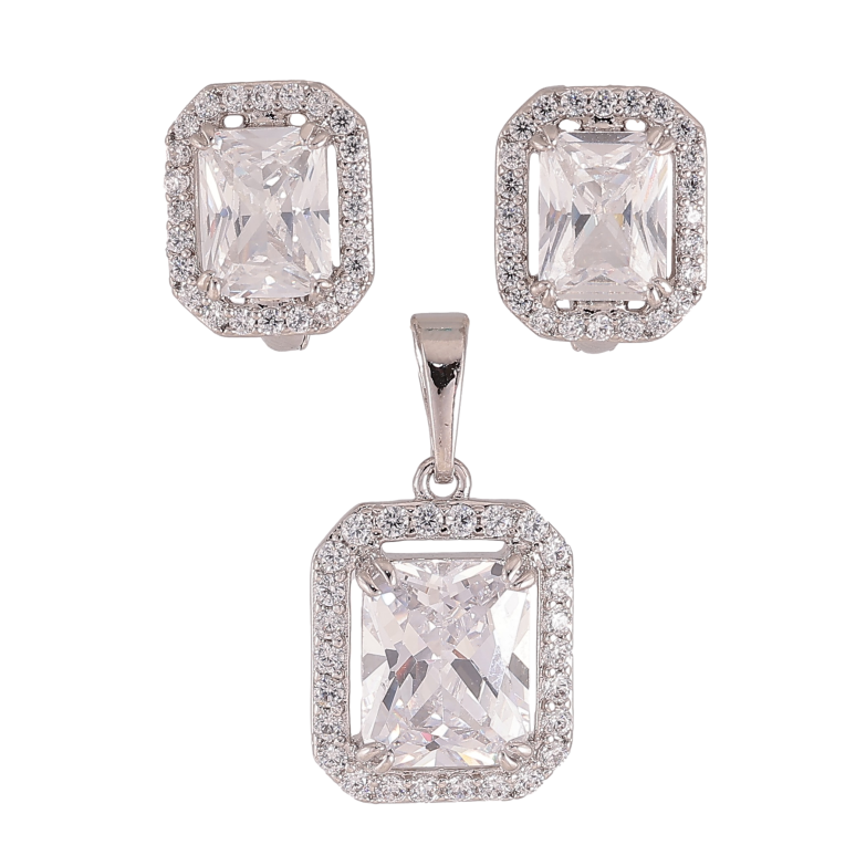 Набор Xuping цвет Родий Серьги Кулон "Кристальный блеск" фото №1