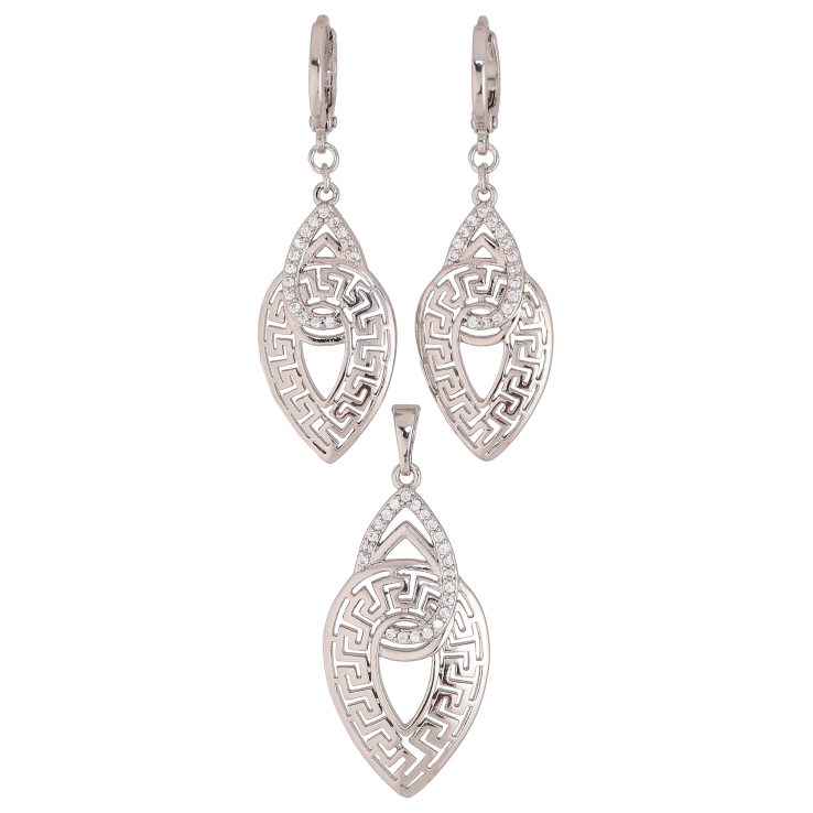 Набір Xuping колір Родій Сережки Кулон "Декоративні підвіски з кристалами" фото №3 Набір Xuping колір Родій Сережки Кулон "Декоративні підвіски з кристалами" фото №3