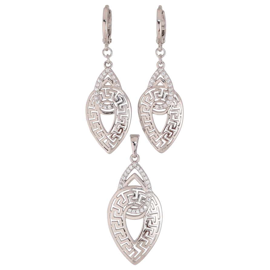 Набір Xuping колір Родій Сережки Кулон "Декоративні підвіски з кристалами" фото №1 Набір Xuping колір Родій Сережки Кулон "Декоративні підвіски з кристалами" фото №1