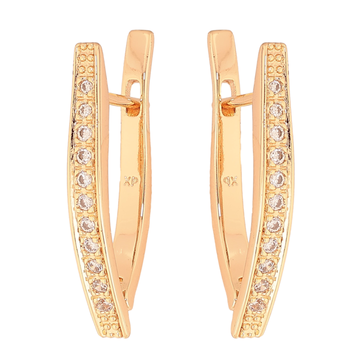 Сережки Xuping M&L колір 18K англійський замок "Скоби з доріжками кристалів" фото №12