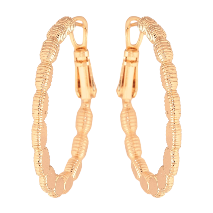 Серьги Xuping M&L цвет 18K кольца (конго) "Декоративный узор" ø 3см фото №3