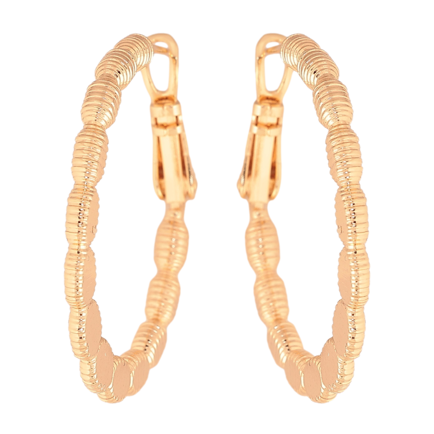 Серьги Xuping M&L цвет 18K кольца (конго) "Декоративный узор" ø 3см фото №1