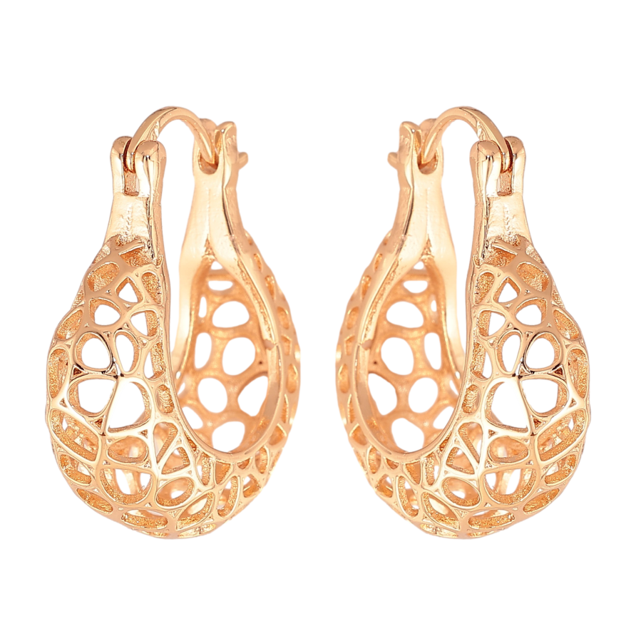Серьги Xuping M&L цвет 18K замок-булавка "Декоративный узор" ø 2см фото №1 Серьги Xuping M&L цвет 18K замок-булавка "Декоративный узор" ø 2см фото №1