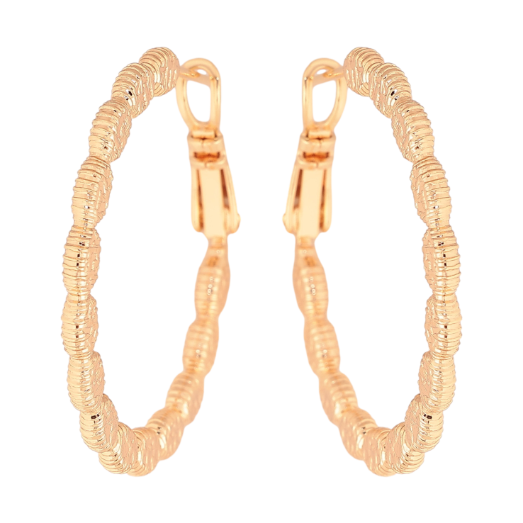 Серьги Xuping M&L цвет 18K кольца (конго) "Декоративный узор" ø 3см фото №4