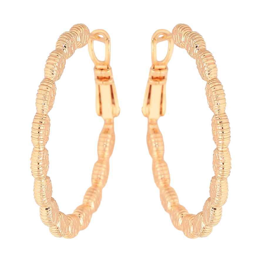 Серьги Xuping M&L цвет 18K кольца (конго) "Декоративный узор" ø 3см фото №1