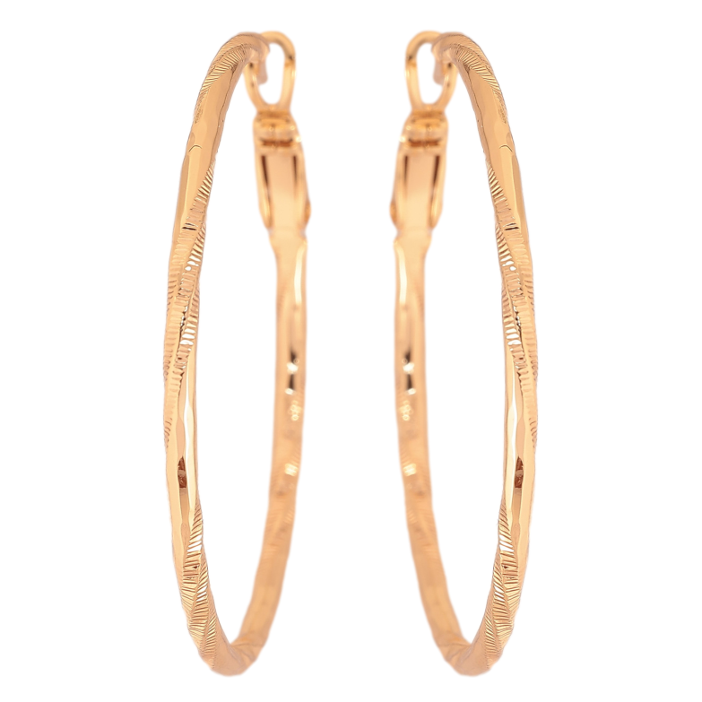 Сережки Xuping M&L колір 18K кільця (конго) "Декоративний візерунок" ø 4см фото №11