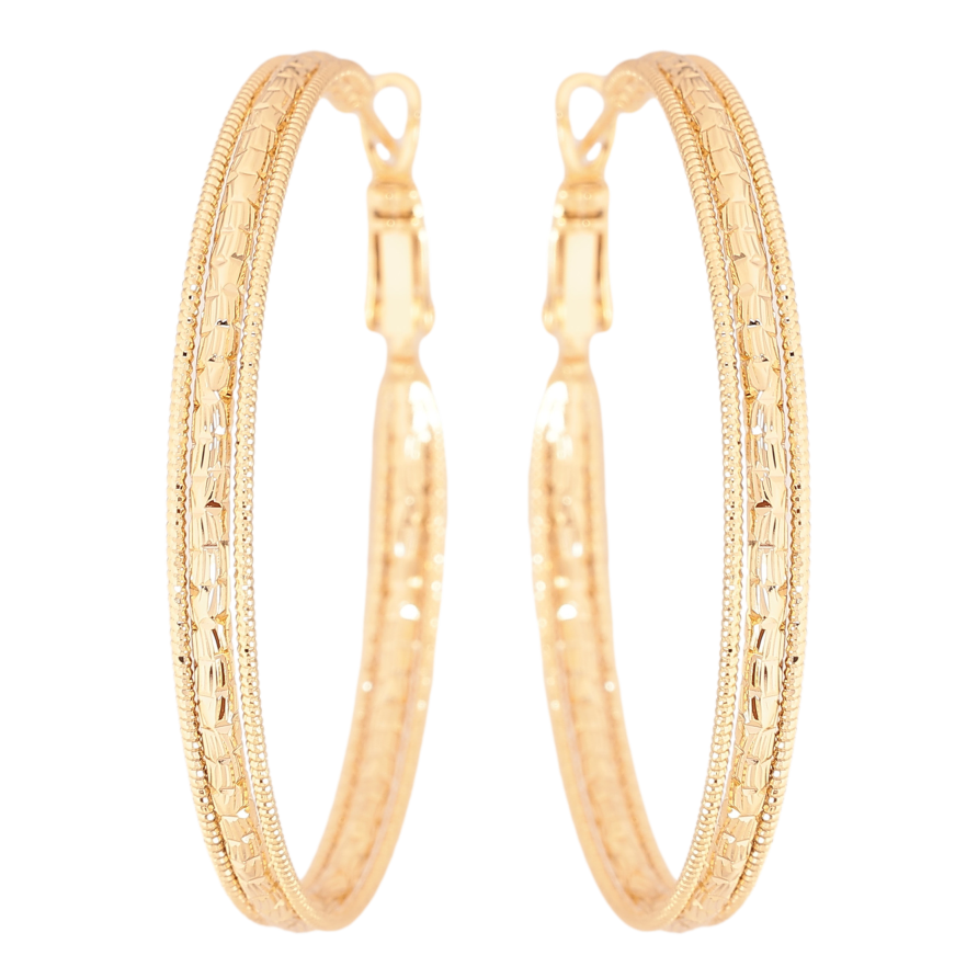 Серьги Xuping цвет Позолота 14K кольца (конго) Декоративный узор ø 4.5см фото №1 Серьги Xuping цвет Позолота 14K кольца (конго) Декоративный узор ø 4.5см фото №1
