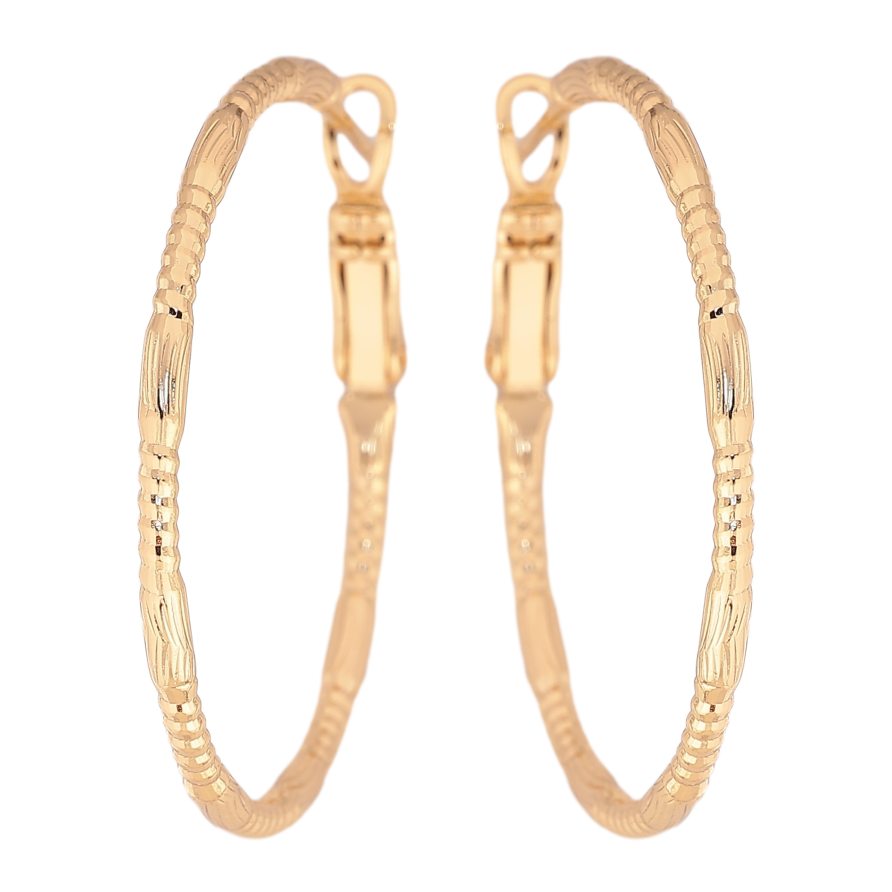 Серьги Xuping цвет Позолота 14K кольца (конго) "Декоративный узор" ø 3.5см фото №1