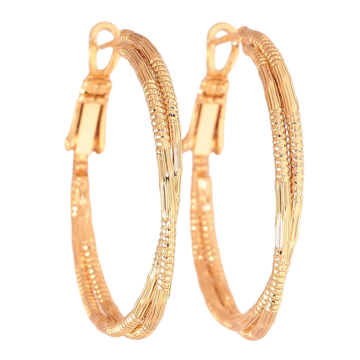 Серьги Xuping цвет позолота 18K кольца (конго) декоративный узор ø 3см фото №6