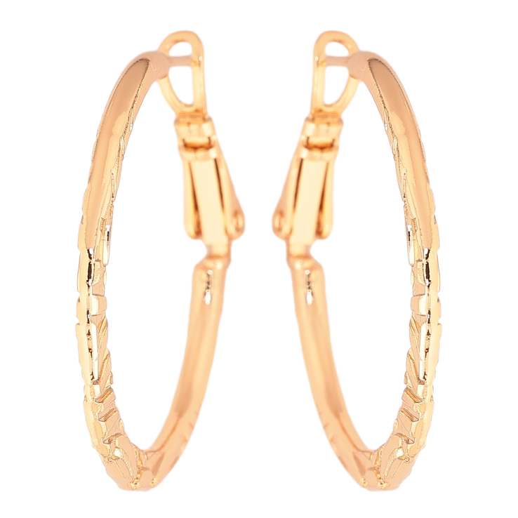 Серьги Xuping цвет позолота 18K кольца (конго) декоративный узор ø 3см фото №3