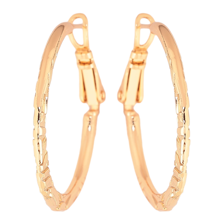 Сережки Xuping колір позолота 18K кільця (конго) декоративний візерунок ø 3см фото №1