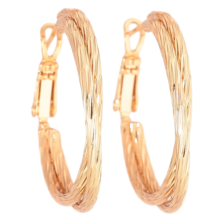 Серьги Xuping цвет позолота 18K кольца (конго) декоративный узор ø 3см фото №18