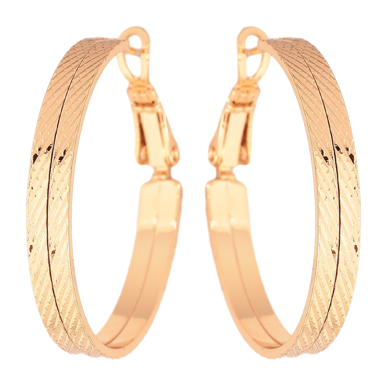 Серьги Xuping цвет позолота 18K кольца (конго) декоративный узор ø 3см фото №2 Серьги Xuping цвет позолота 18K кольца (конго) декоративный узор ø 3см фото №2