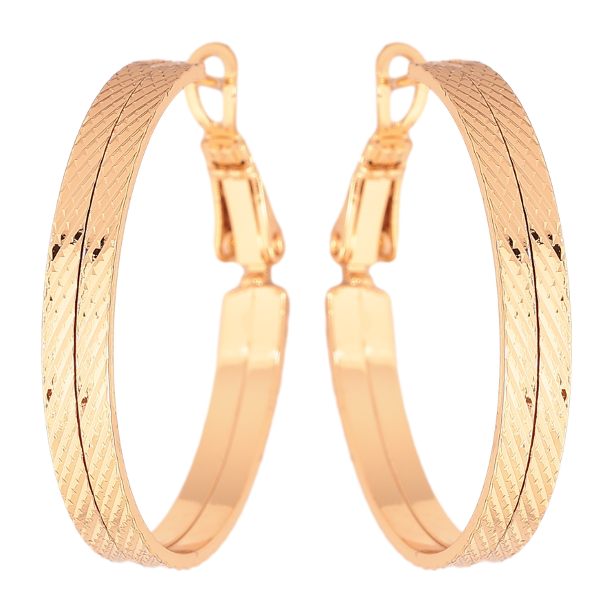 Серьги Xuping цвет позолота 18K кольца (конго) декоративный узор ø 3см фото №1 Серьги Xuping цвет позолота 18K кольца (конго) декоративный узор ø 3см фото №1