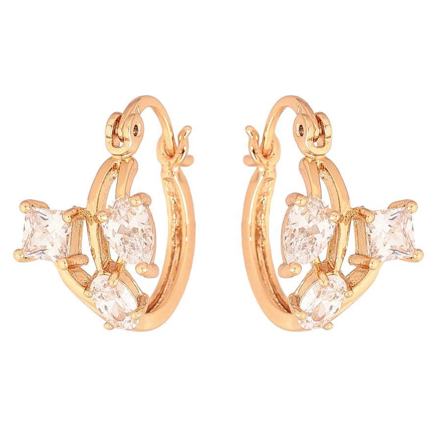 Серьги Xuping цвет Позолота 18K замок-булавка "Узор с кристаллами" фото №1