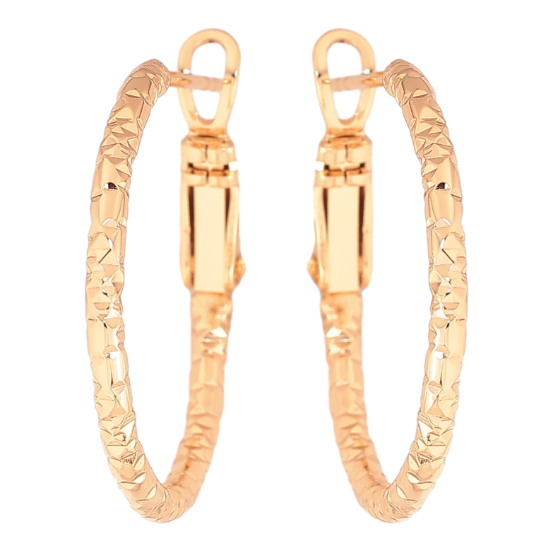 Серьги Xuping цвет Позолота 18K кольца (конго) "Декоративный узор" ø 2.5см фото №1