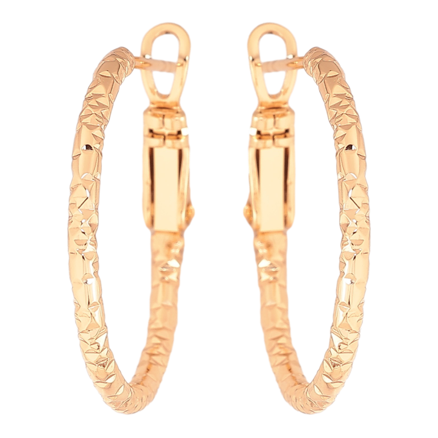 Серьги Xuping цвет Позолота 18K кольца (конго) "Декоративный узор" ø 2.5см фото №1