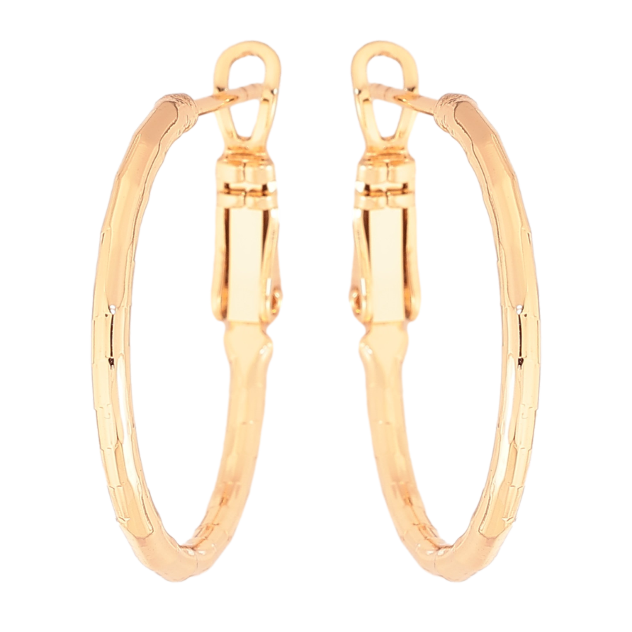 Сережки Xuping колір Позолота 18K кільця (конго) "Декоративний візерунок" ø 2.5см фото №1